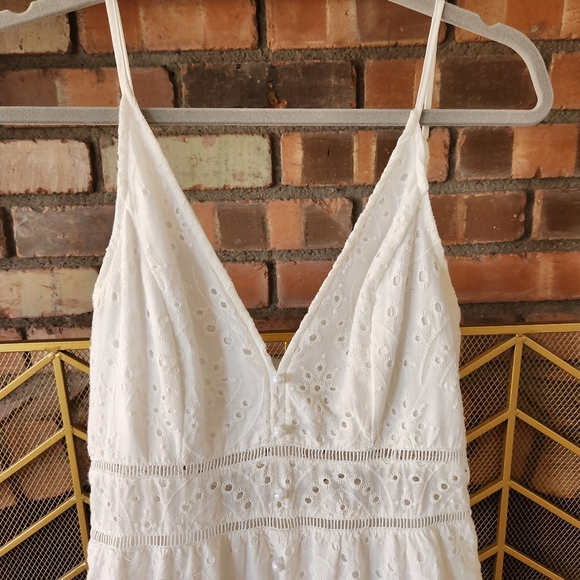 Simplee White Babydoll Eyelet Crochet Maxi Dress - Picture 9 of 15